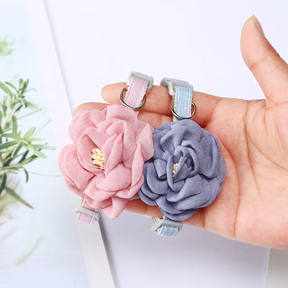 Cat Collar Adjustable Bow Tie Cat Flower Collar Safety Button Tie Necklace Puppy and Cat Gift Pet Accessories Puppy Collar
