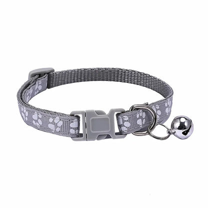 Pet Collar With Bell Cartoon Footprint Colorful Dog Puppy Cat Accessories Kitten Collar Adjustable Safety Bell Ring Necklace Pet